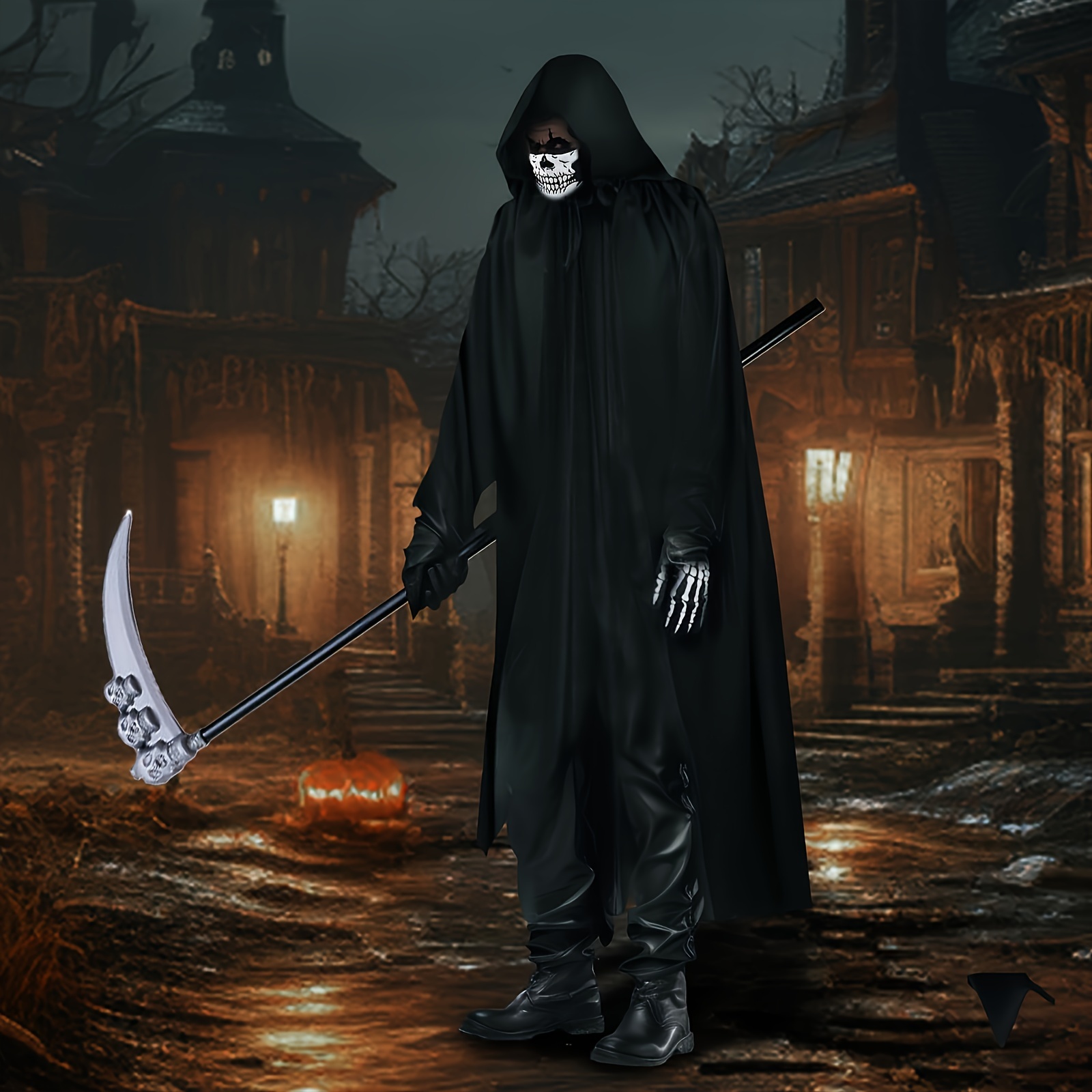 Halloween Skeleton Grim Reaper Costume Set of 4